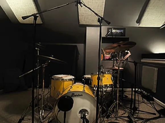 Drum room with house drum kit
